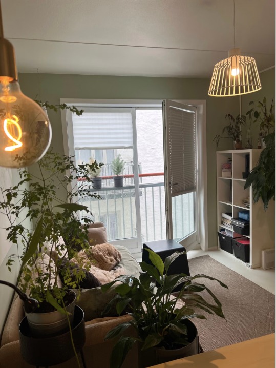 Stue. Ny leietaker har andre møbler. 